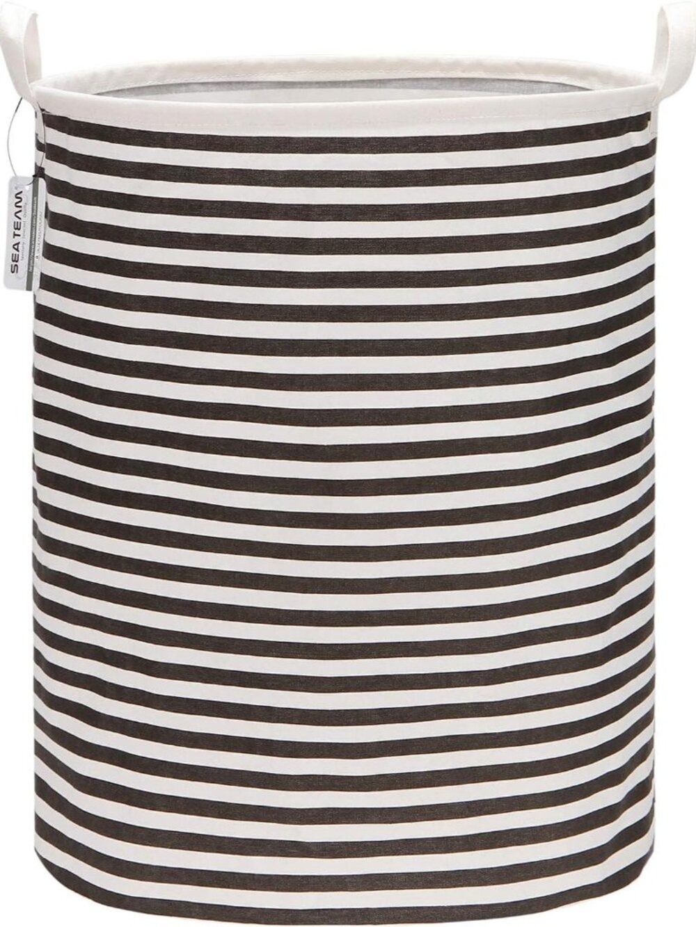 Large Canvas Laundry Basket with Handles, Black Stripes